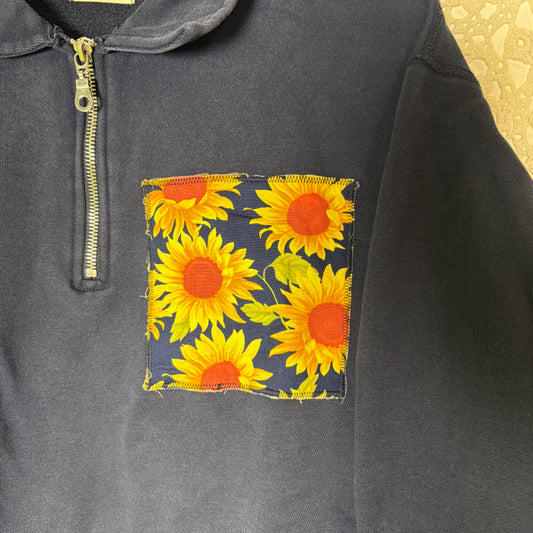 M/L Black Sunflower Quarter Zip