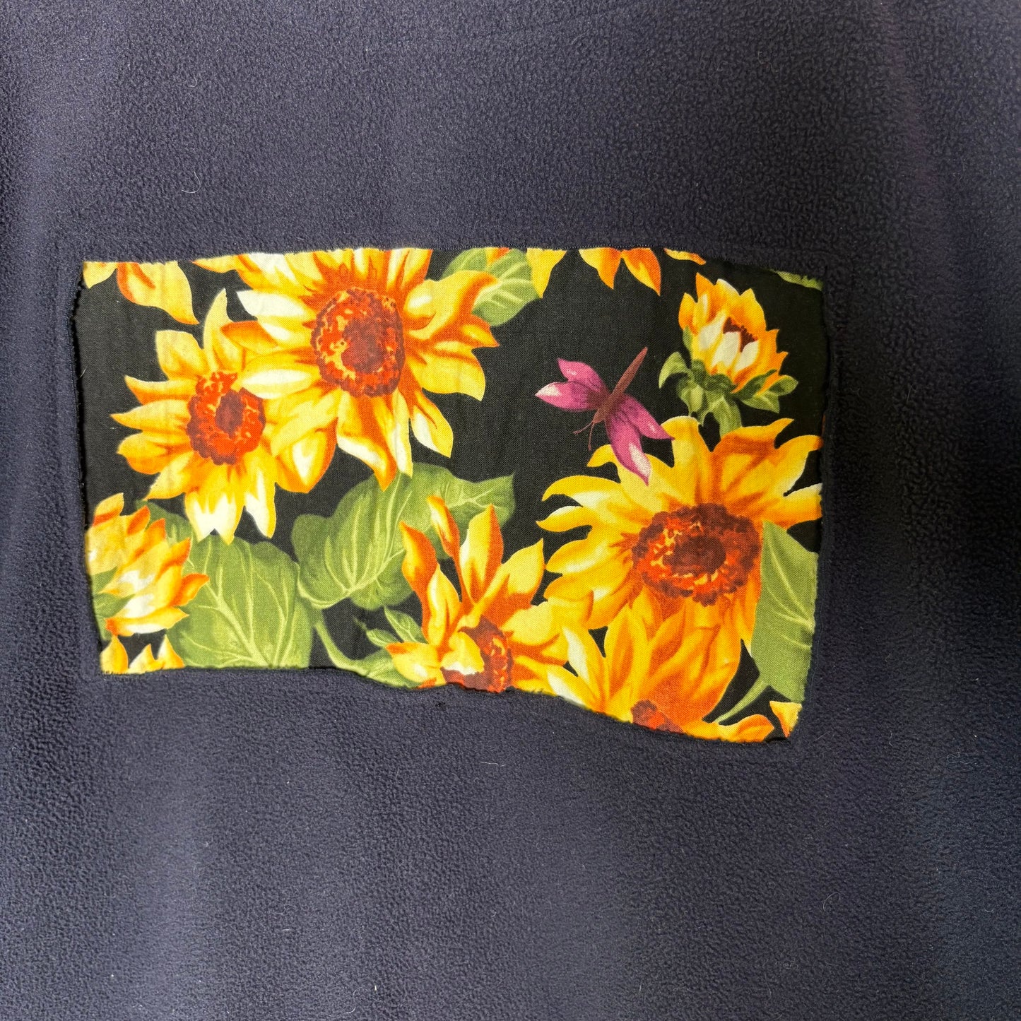 M Navy Sunflower Fleece Zip Sweater