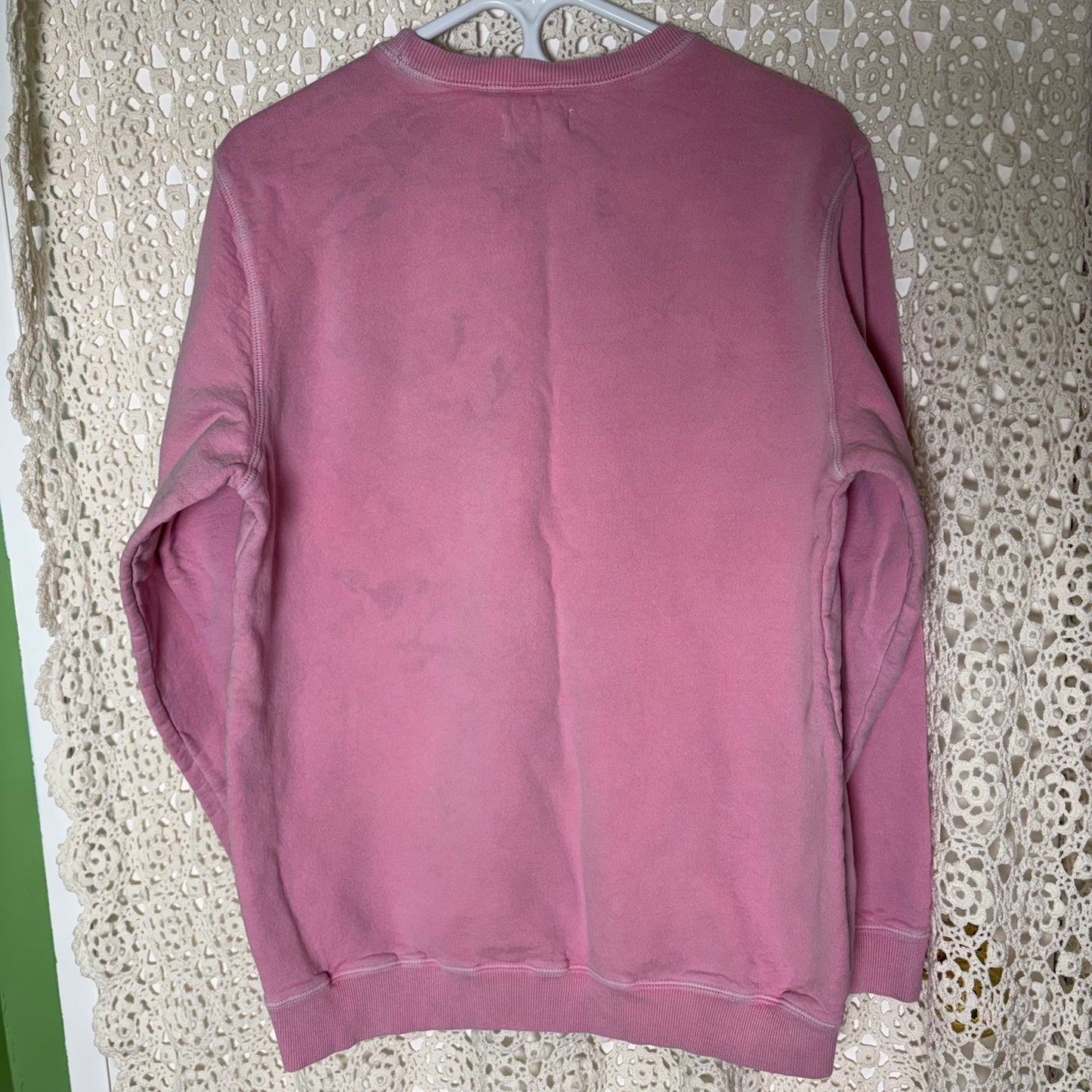 M Pink Vintage Doily Sweater