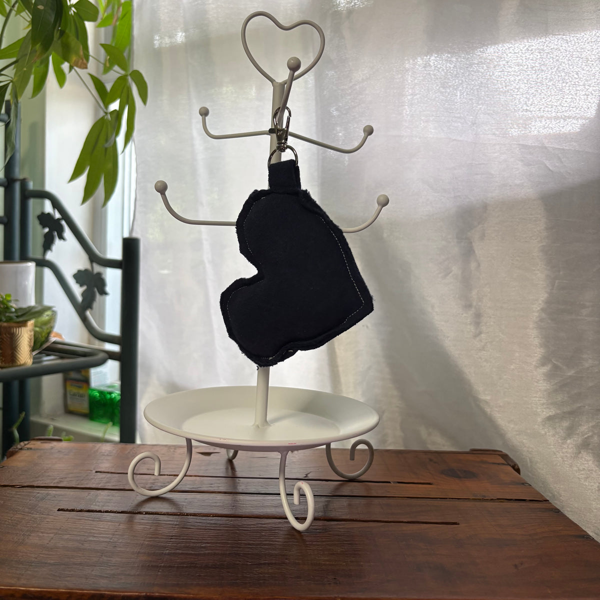 Navy Stuffed Heart Keychain Charm