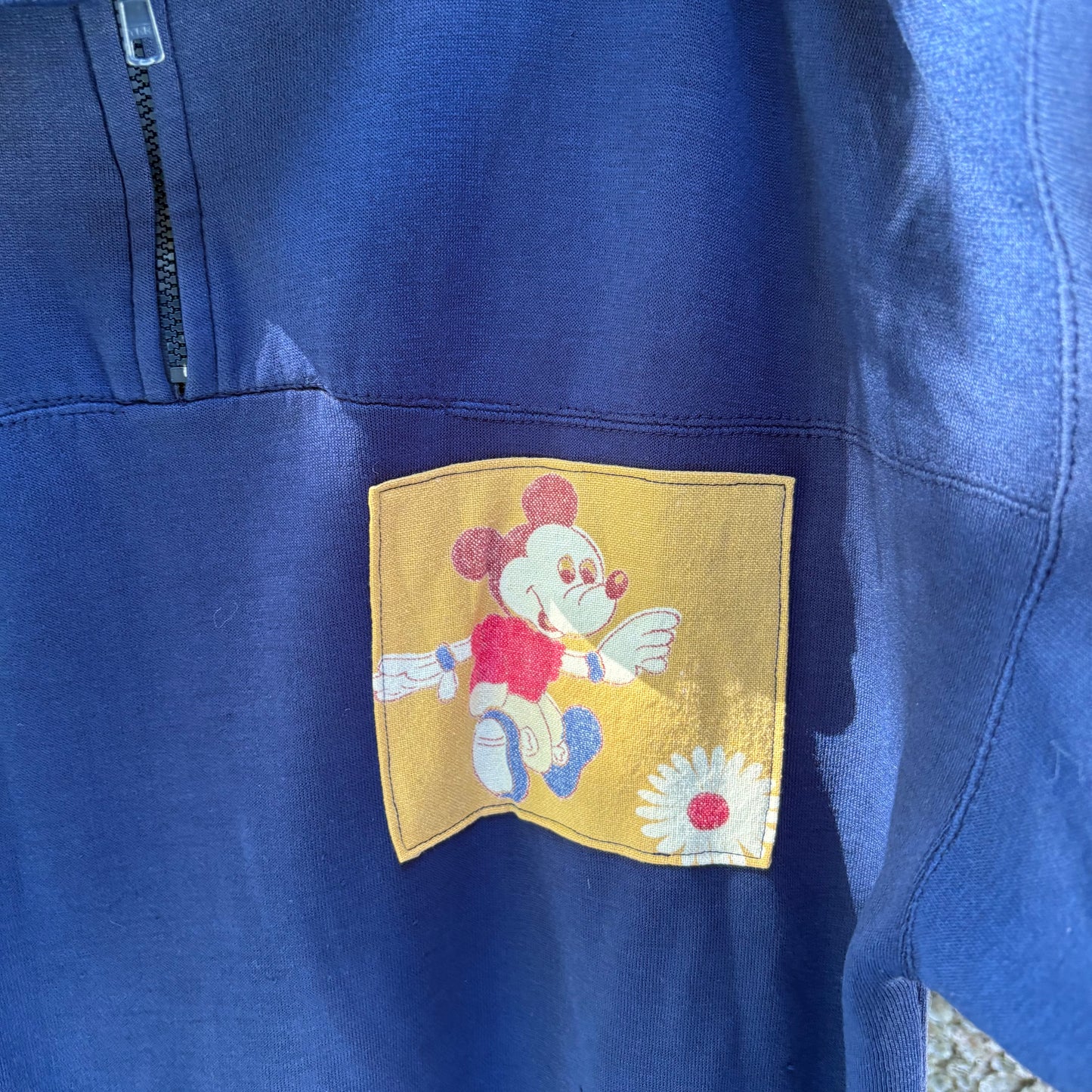 L Navy Mickey Patch Quarter Zip