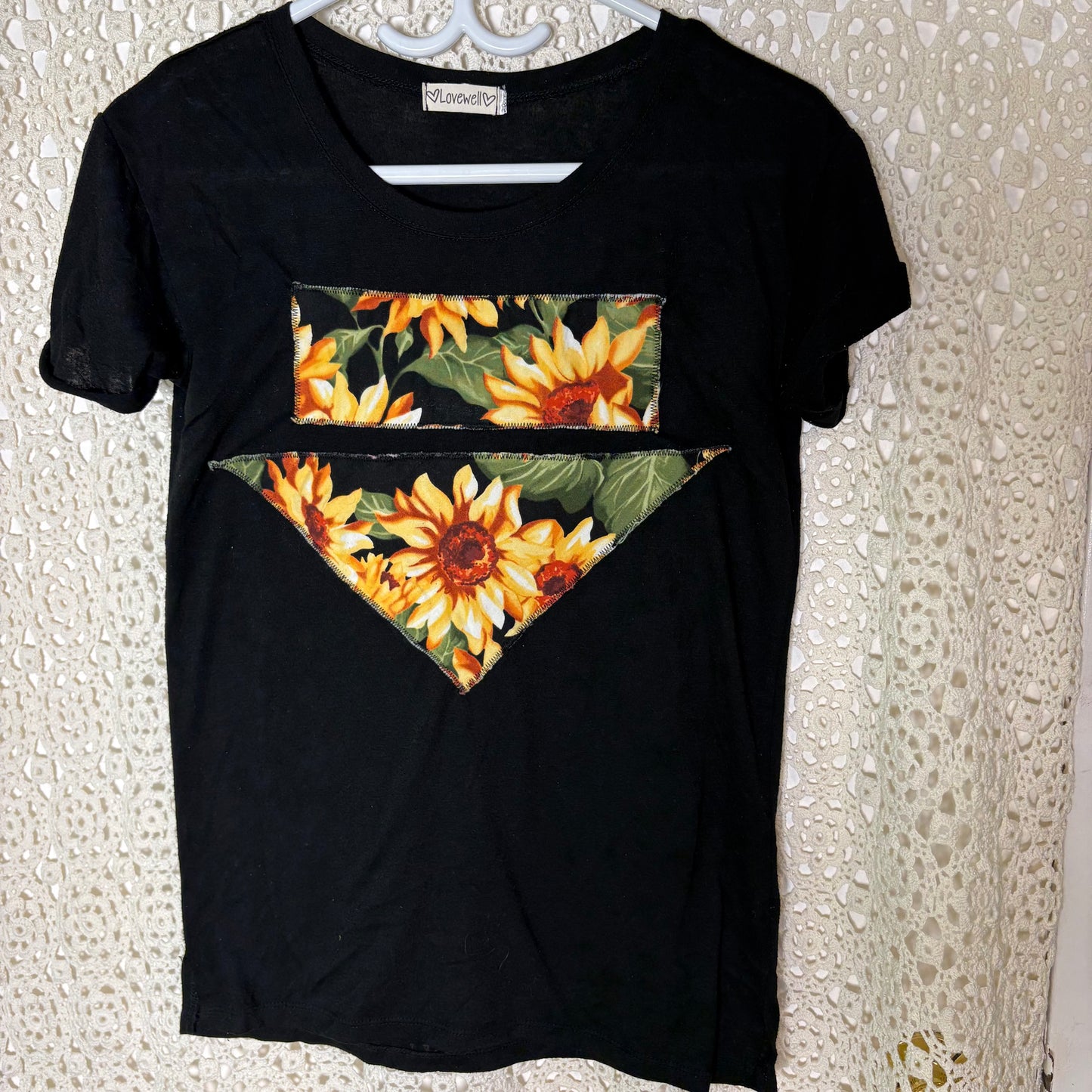 S Black Sunflower Patch Tee