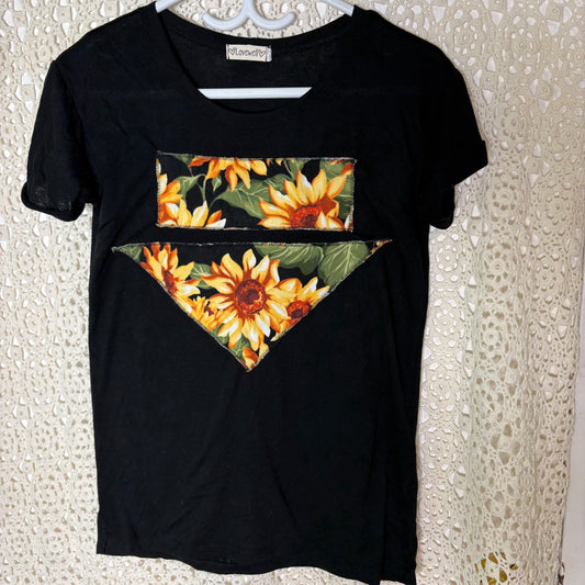 S Black Sunflower Patch Tee