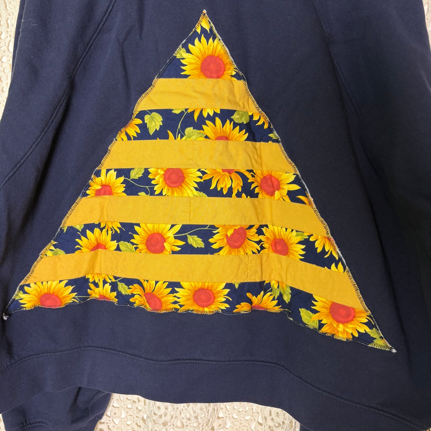 L/XXL Navy Sunflower Patch Cropped Quarter Zip