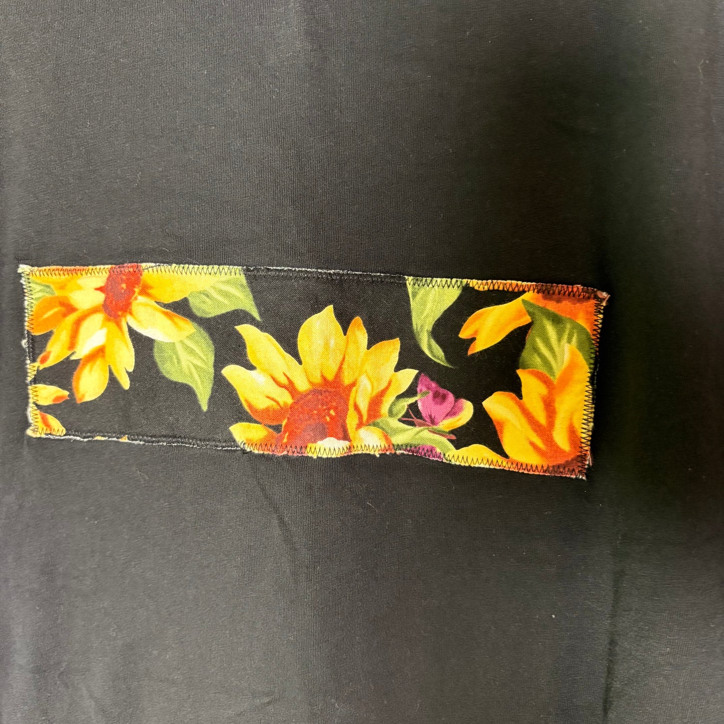 L Black Sunflower Patch Tee