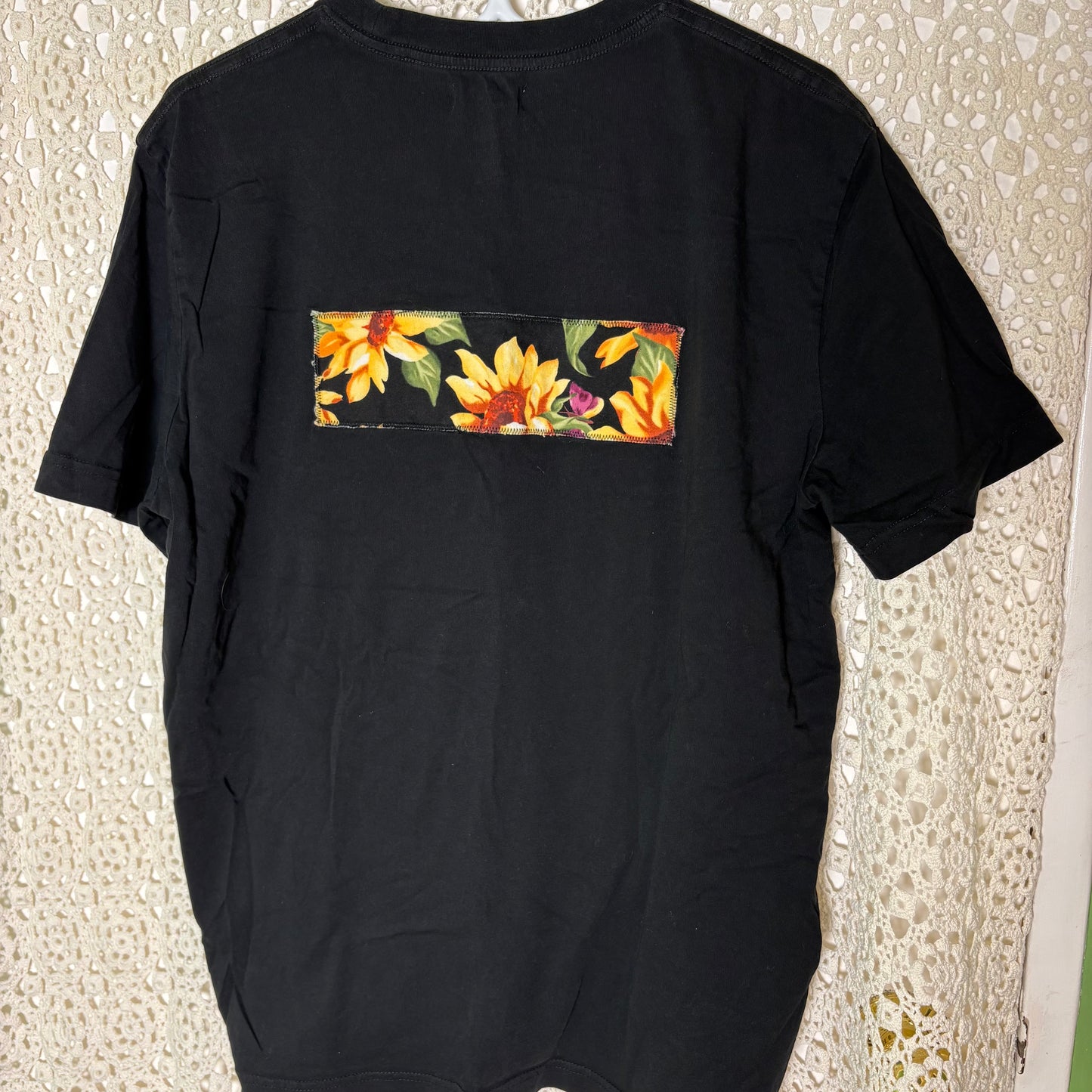 L Black Sunflower Patch Tee