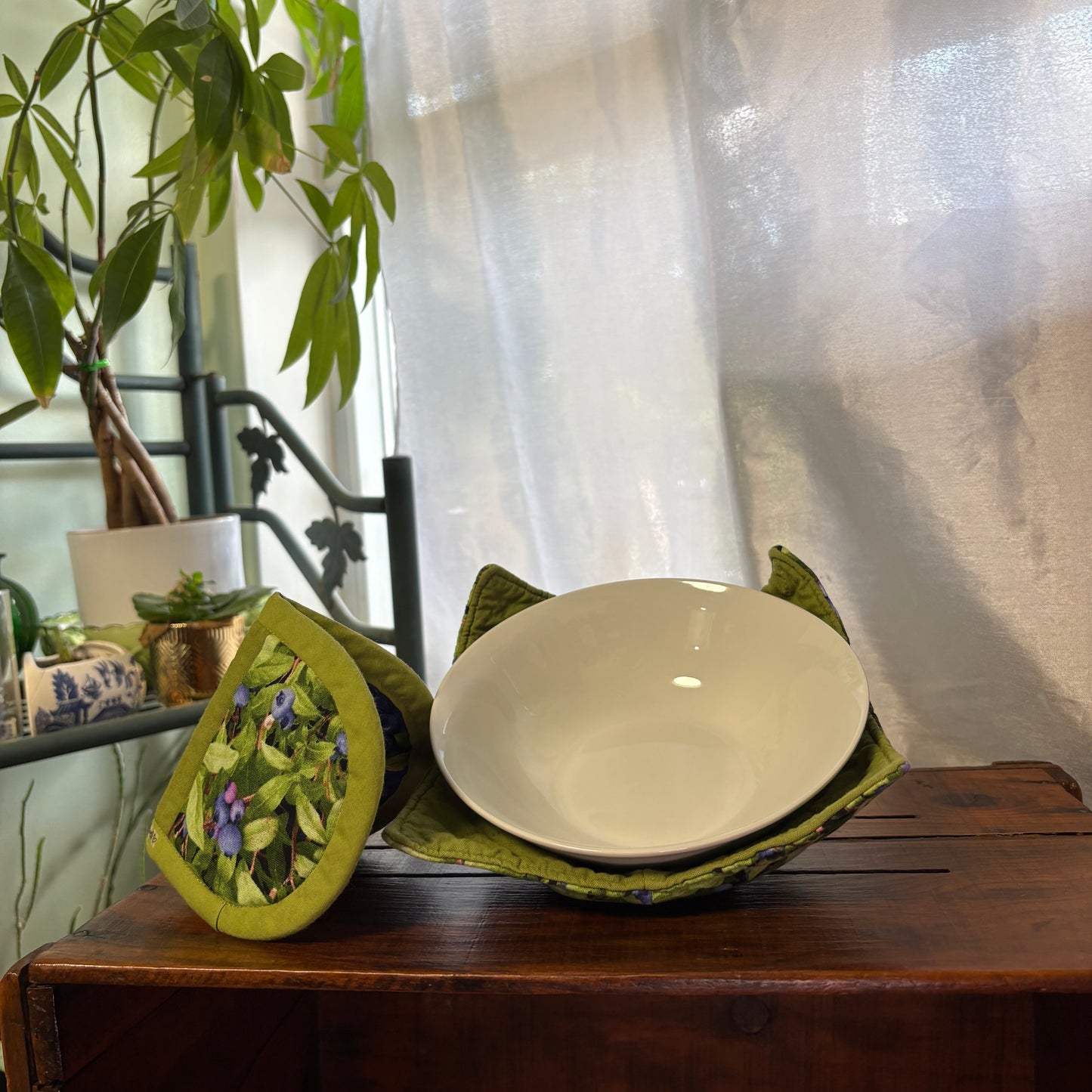 Green Blueberry Bowl Cozy Set