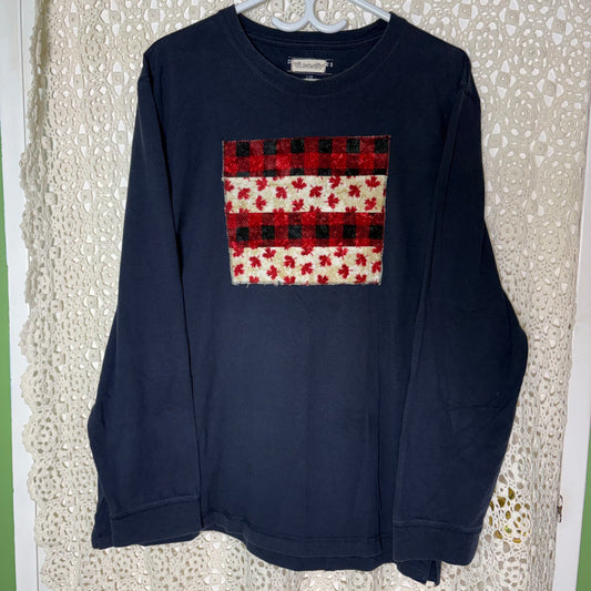 L/XL Navy Canada Patch Long Sleeve