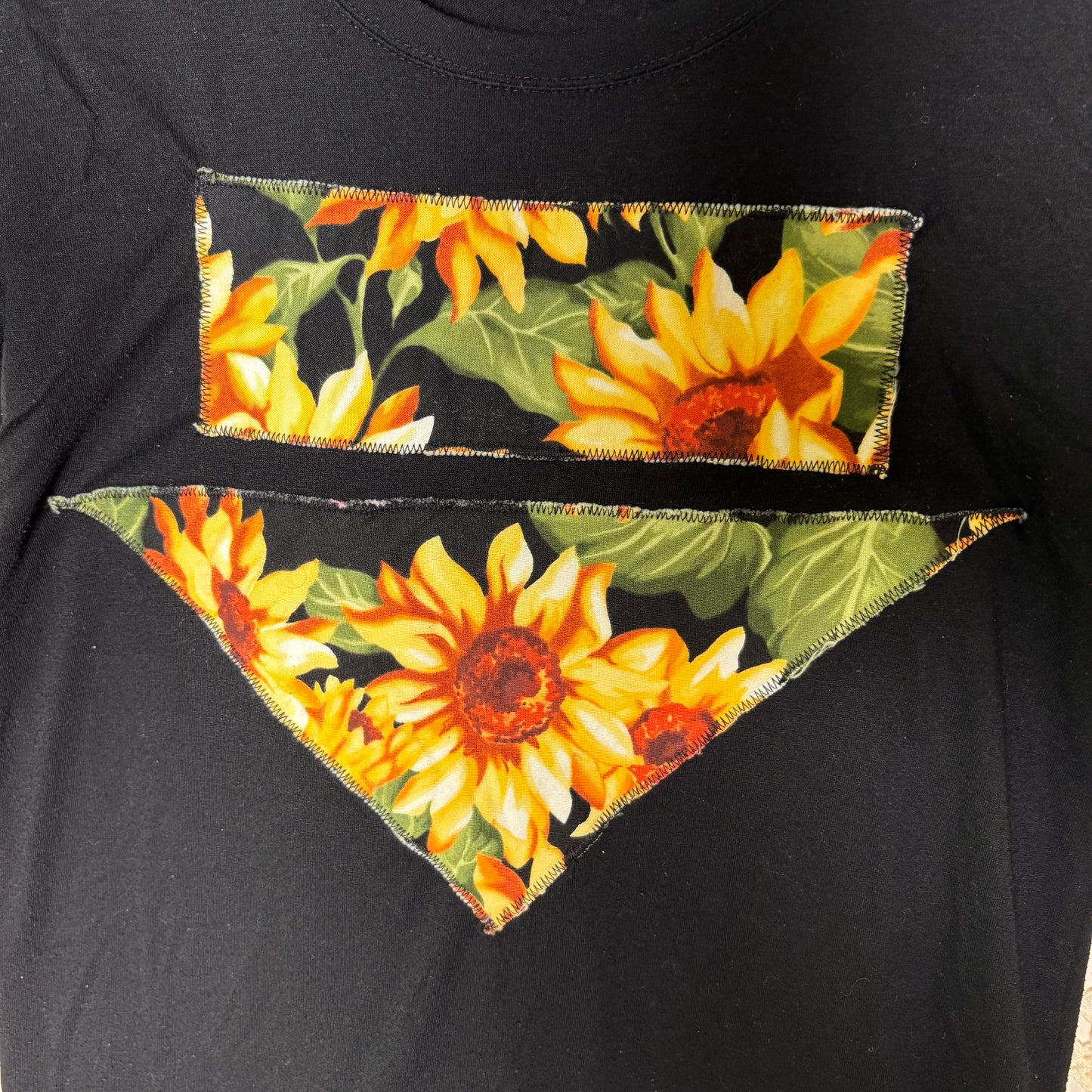 S Black Sunflower Patch Tee
