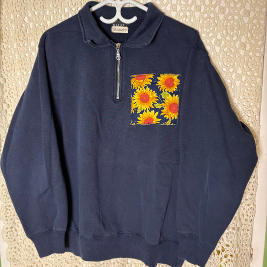 M/L Black Sunflower Quarter Zip
