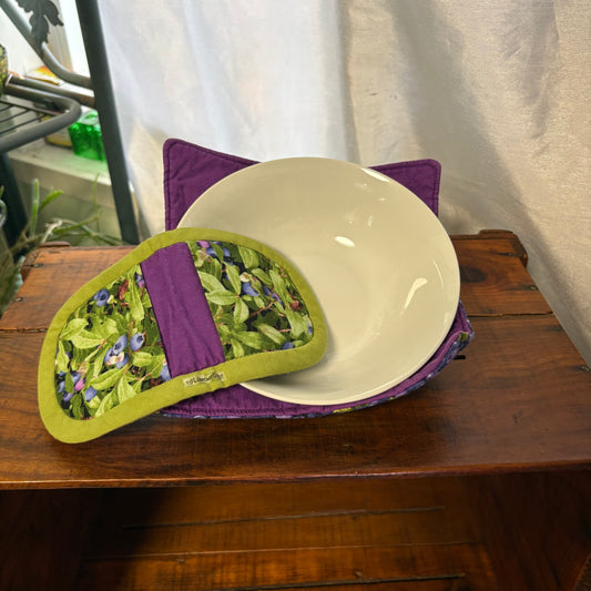Purple Blueberry Bowl Cozy Set