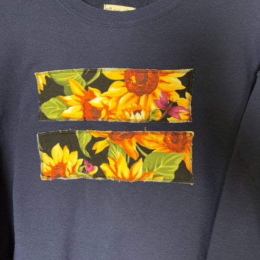 XL Navy Sunflower Patch Crew Sweater