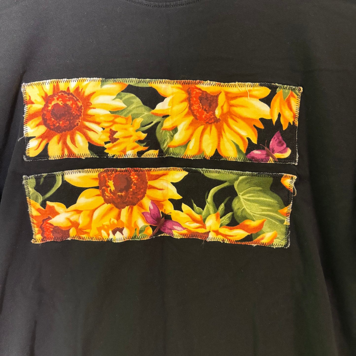 L Black Sunflower Patch Tee