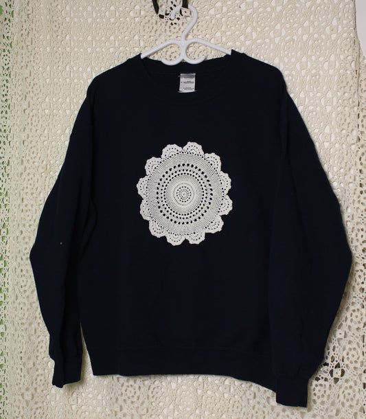 L Navy Doily Sweater