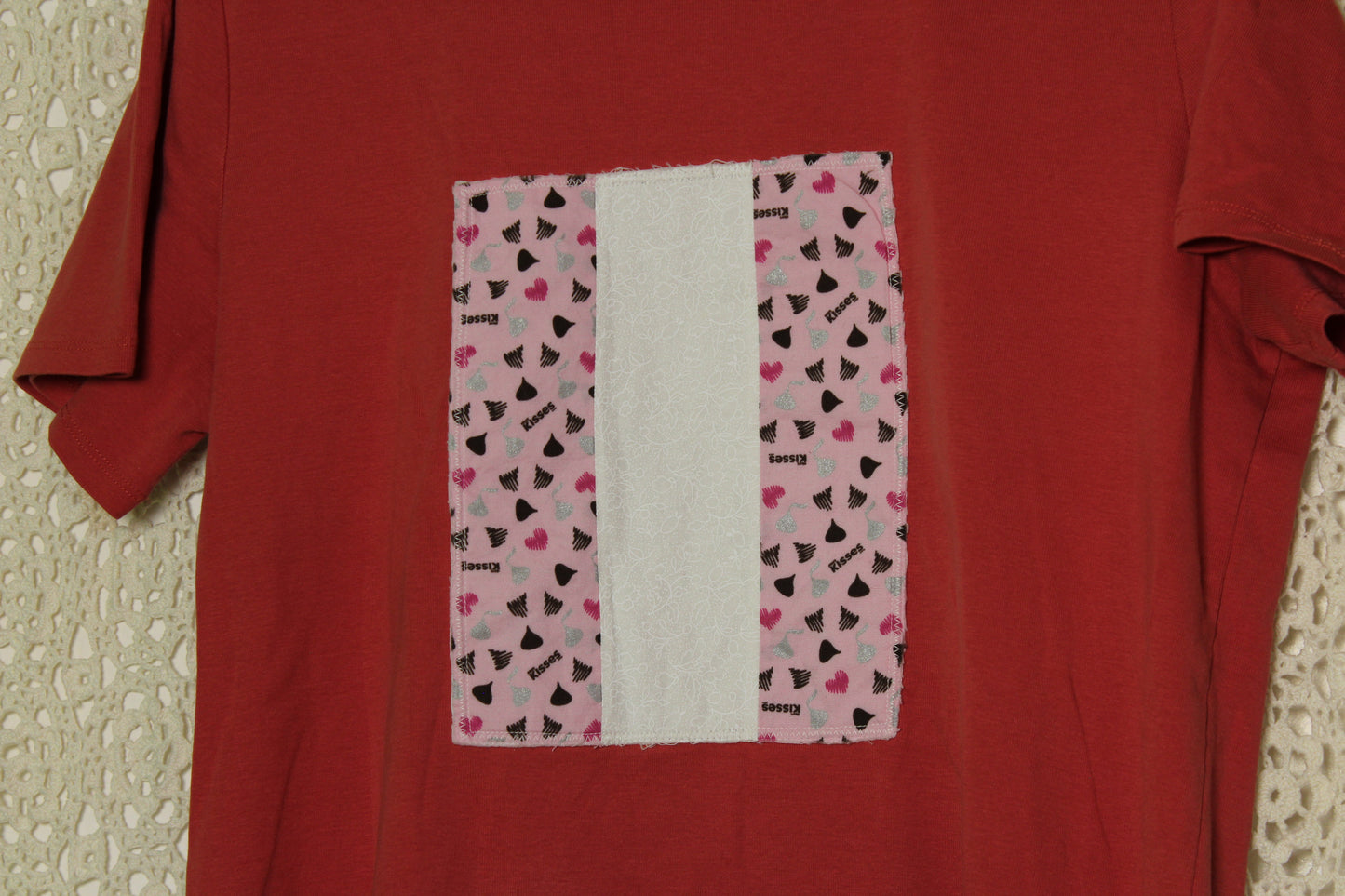 XL Coral Hershey Kisses Patch Tee