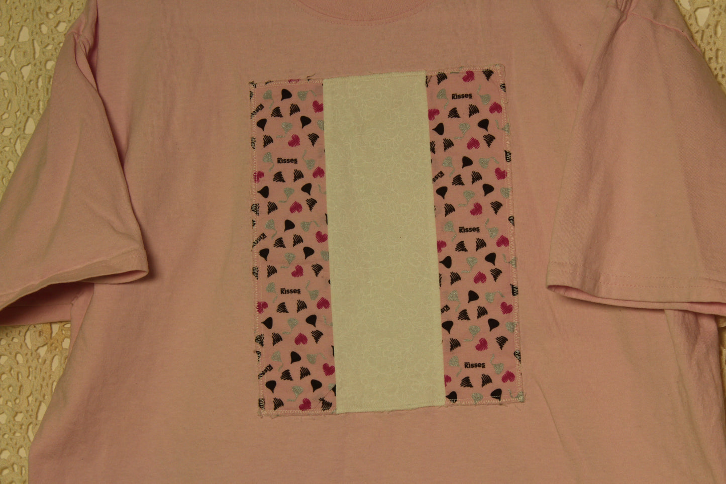 L Pink Hershey Kisses Patch Tee
