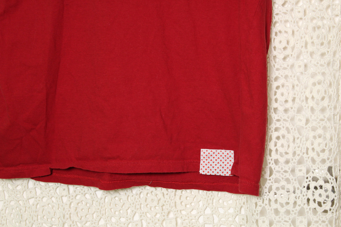 L Red Love Hearts Patch Tee