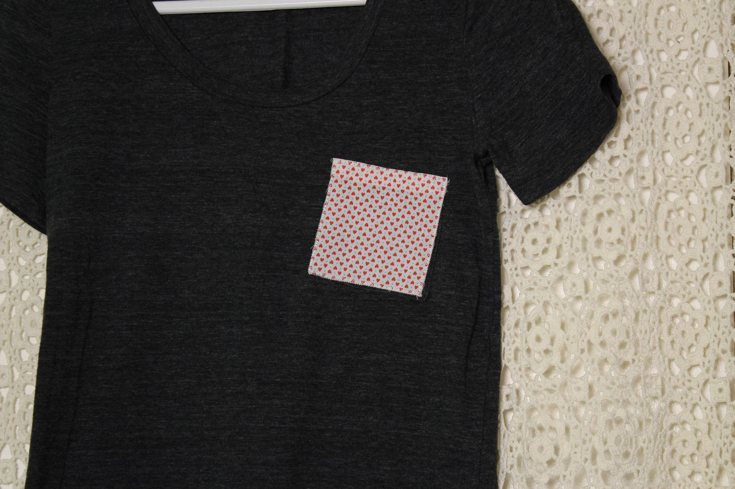 S Grey Hearts Pocket Patch Tee