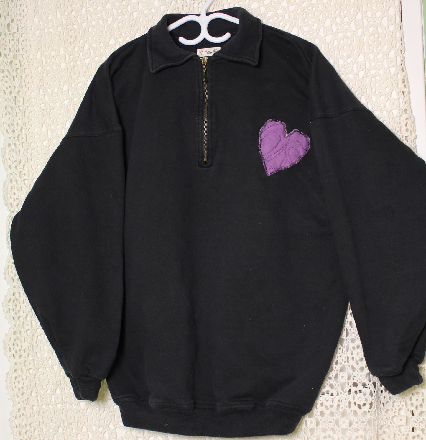 XL Purple Hearts Patch Quarter Zip