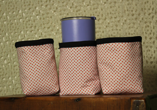 White Hearts Cup Cozys