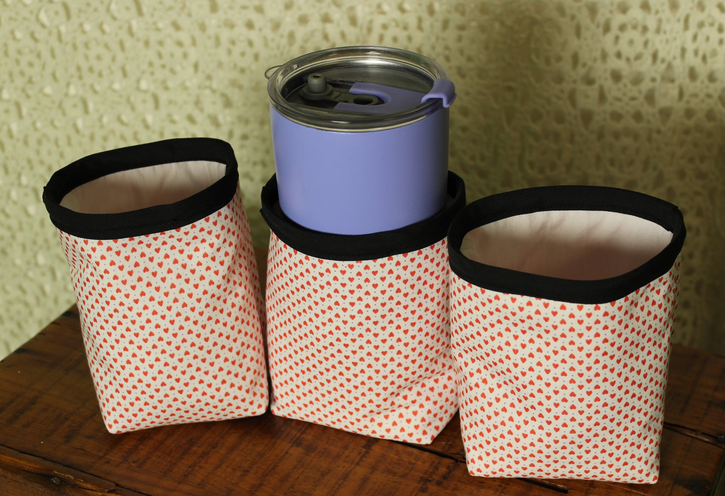 White Hearts Cup Cozys