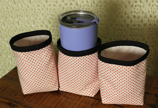 White Hearts Cup Cozys