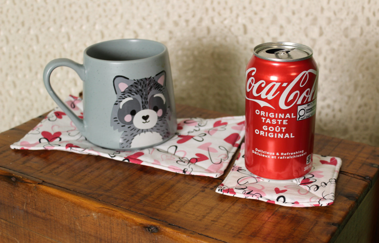 Love Hearts Mug Rug & Coaster Set