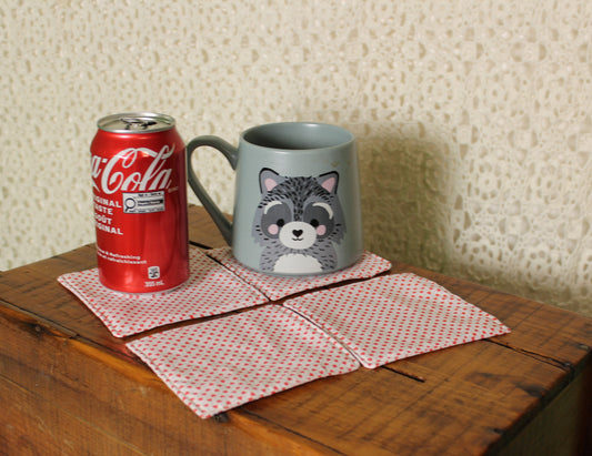 White Hearts Coaster Set (4)