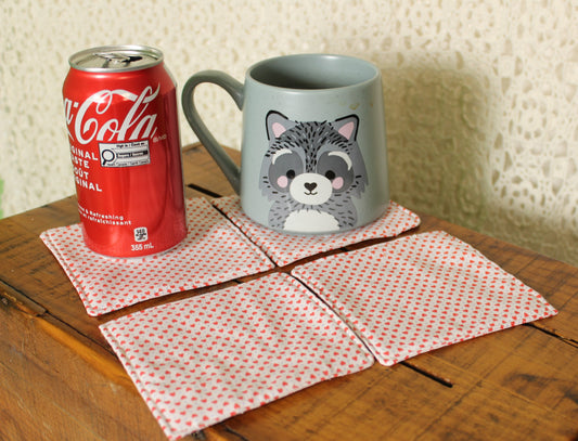 White Hearts Coaster Set (4)