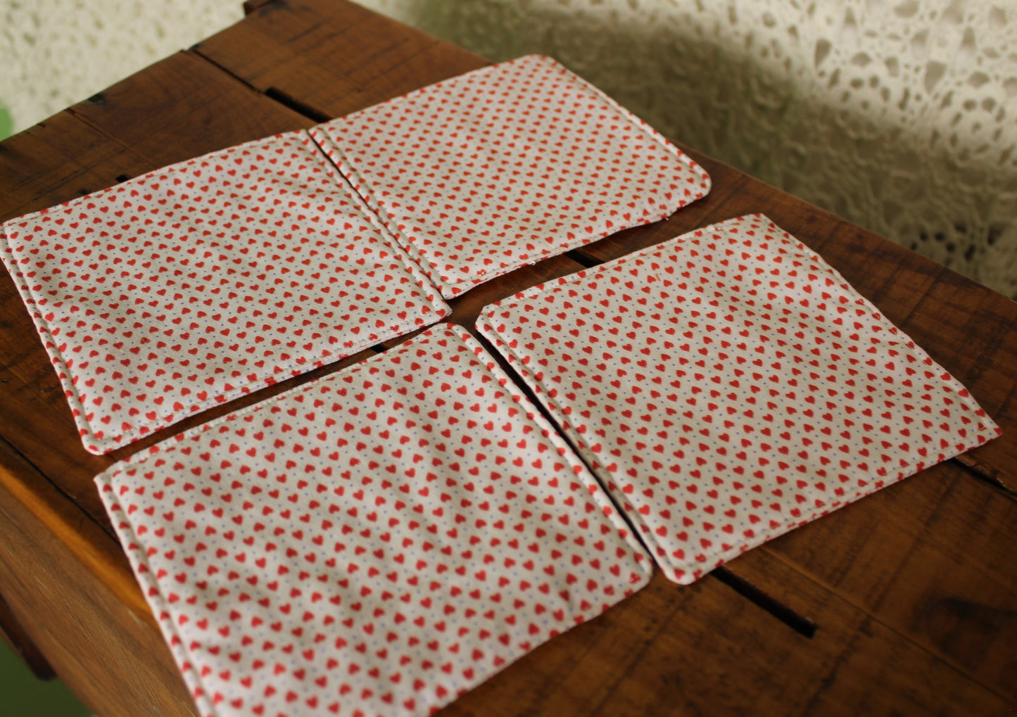 White Hearts Coaster Set (4)