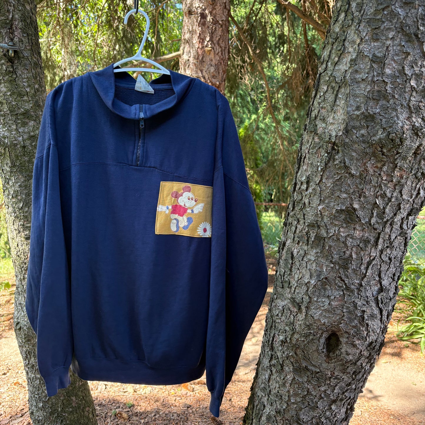 L Navy Mickey Patch Quarter Zip