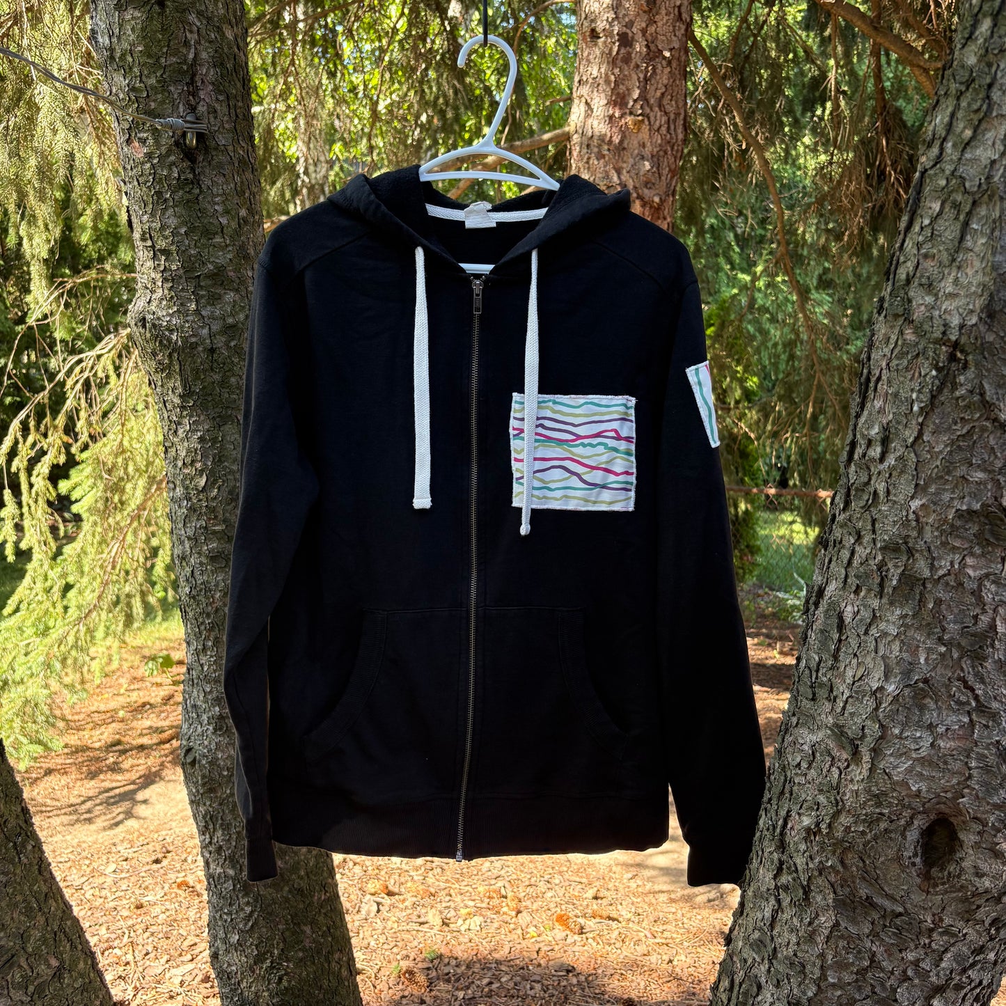 M Black Squiggle Patch Zip Hoodie