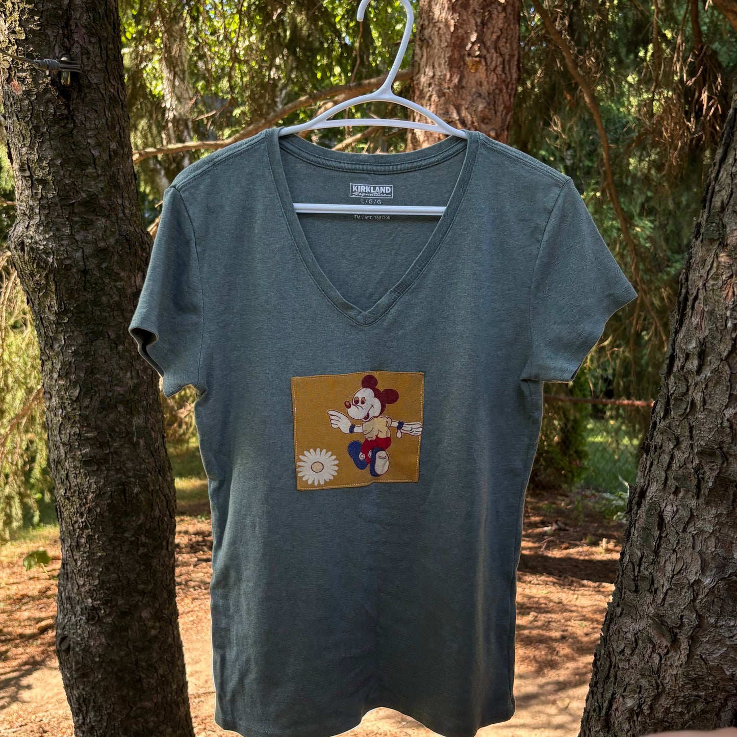 L Green Mickey Patch Tee