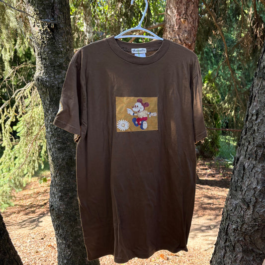 XL Brown Mickey Patch Tee