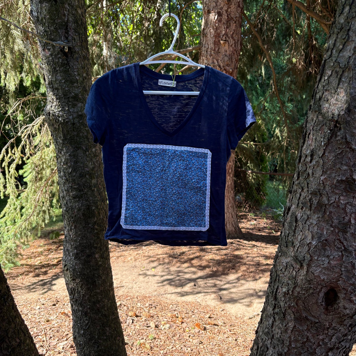 M Navy Floral Patch Tee