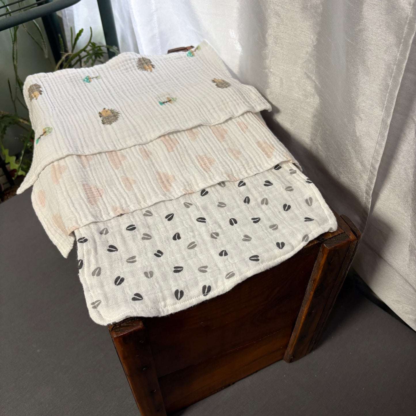 Clouds+Hedgehog Baby Burp Cloth Bundle