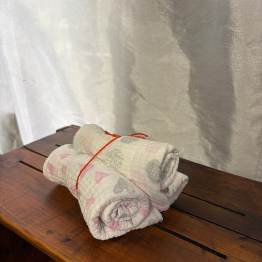 Parrot+Hearts+Dots Baby Burp Cloth Bundle