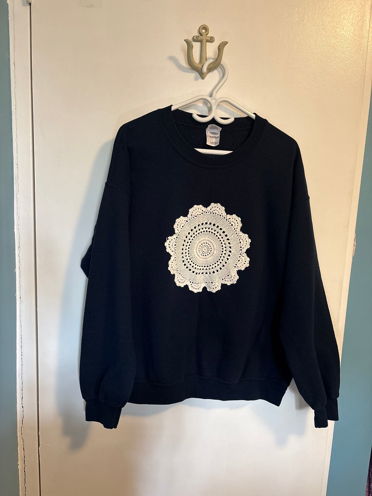L Navy Doily Sweater