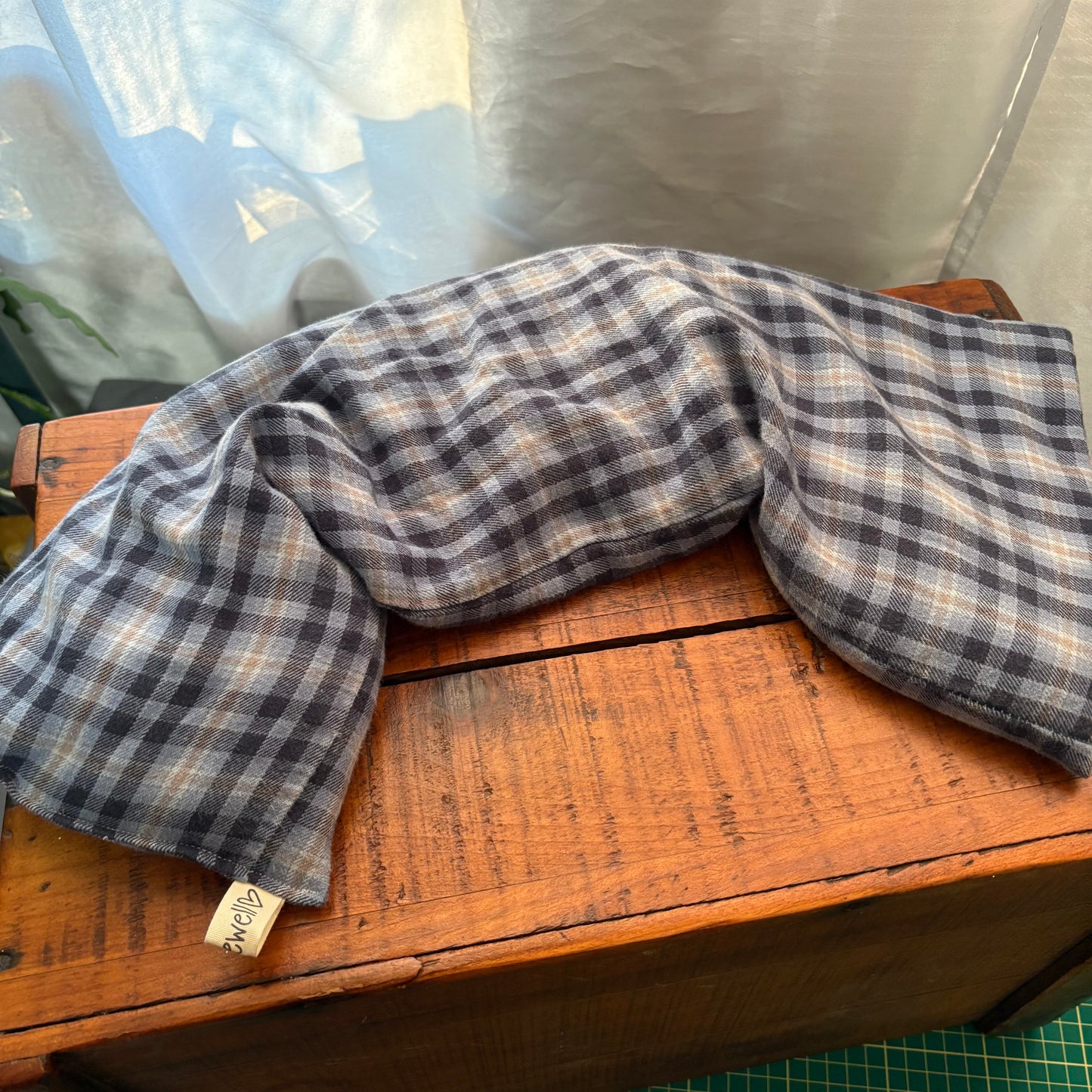 Blue Plaid Long Heat Pad