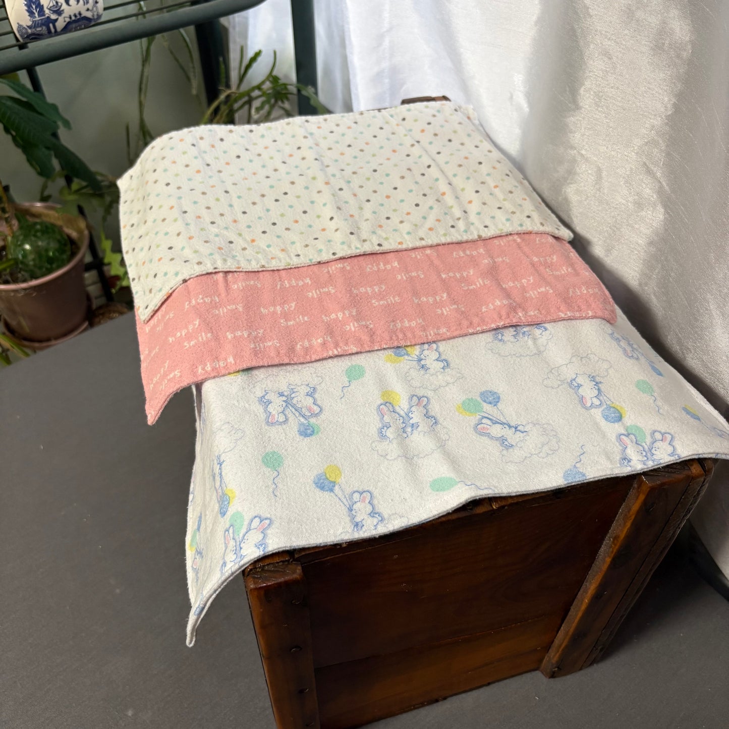 Polka Dots+Pink+Bunnies Baby Burp Cloth Bundle